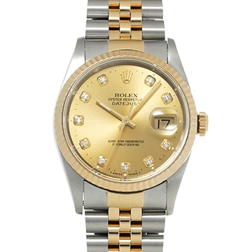 ロレックス デイトジャスト 36 16233G シャンパン/ダイヤモンド メンズ 時計 【中古】【wristwatch】