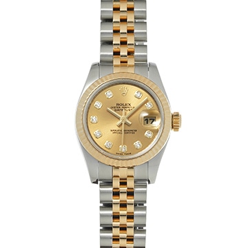 ロレックス デイトジャスト 179173G シャンパン/ダイヤモンド レディース 時計 【中古】【wristwatch】