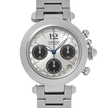 カルティエ パシャC クロノグラフ W31048M7 シルバー/ブラック メンズ 時計 【中古】【wristwatch】