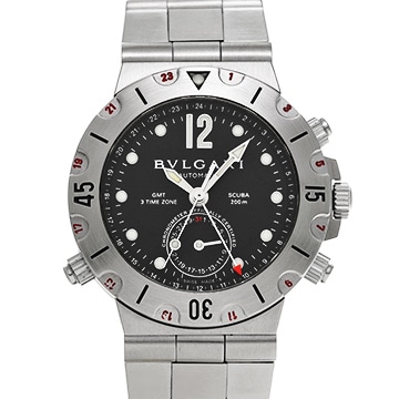 ブルガリ ディアゴノ スクーバ GMT SD38SGMT ブラック メンズ 時計 【中古】【wristwatch】
