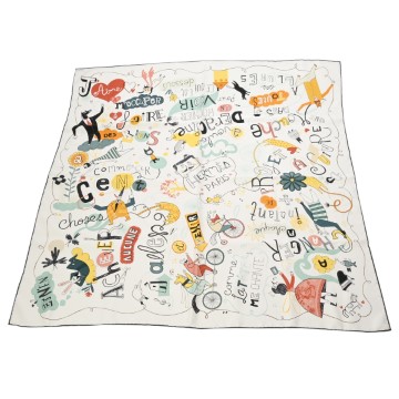 エルメス カレ90 COMME LA TETE ME CHANTE マルチカラー シルク100％ レディース 【中古】【other】
