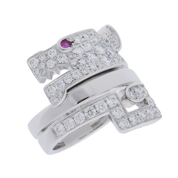 カルティエ ル ベゼ デュ ドラゴン リング #51 シルバー K18ホワイトゴールド WG レディース ジュエリー 【中古】【jewelry】