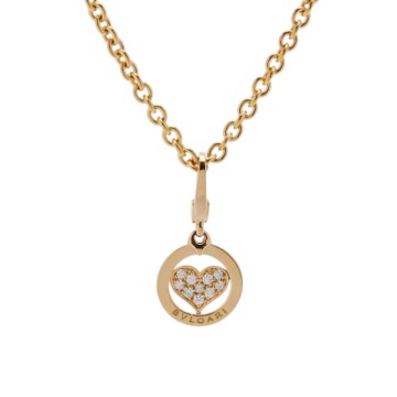 ブルガリ トンドハートチャーム ネックレス パヴェ ゴールド K18イエローゴールド YG レディース ジュエリー 【中古】【jewelry】