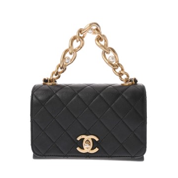 シャネル マトラッセ ミニ フラップバッグ ブラック ラムスキン レディース バッグ 【中古】【bag】