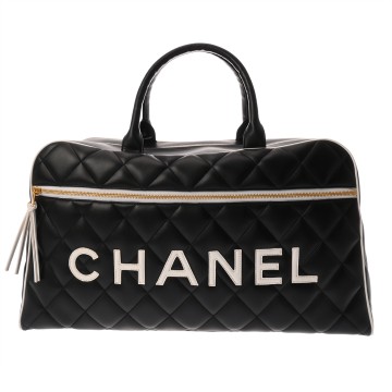 シャネル ボストンバッグ ブラック カーフスキン ユニセックス バッグ 【中古】【bag】