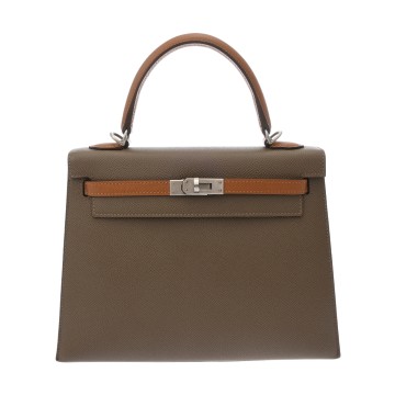 エルメス ケリー 25 外縫い SPオーダー エトゥープ/ゴールド ヴォーエプソン レディース バッグ 【中古】【bag】