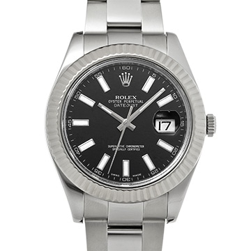 ロレックス デイトジャストII 116334 ブラック メンズ 時計 【中古】【wristwatch】