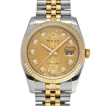 ロレックス デイトジャスト 116233G シャンパンコンピュータ/ダイヤモンド メンズ 時計 【中古】【wristwatch】