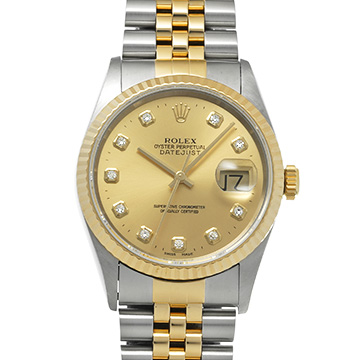 ロレックス デイトジャスト 36 16233G シャンパン/ダイヤモンド メンズ 時計 【中古】【wristwatch】