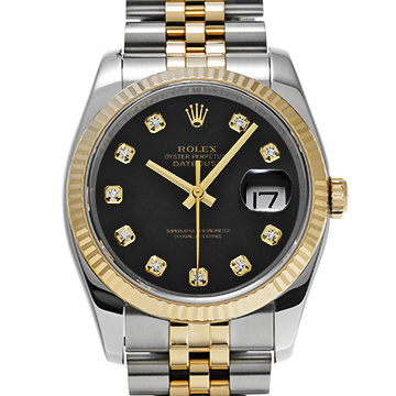 ロレックス デイトジャスト 36 116233G ブラック/ダイヤモンド メンズ 時計 【中古】【wristwatch】