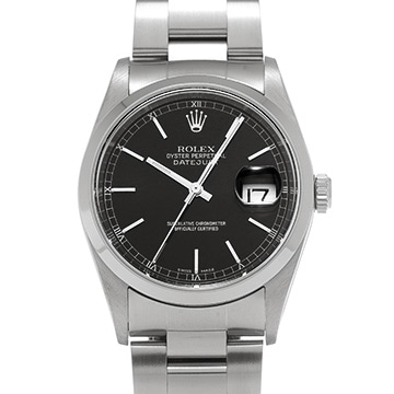 ロレックス デイトジャスト 16200 ブラック メンズ 時計 【中古】【wristwatch】