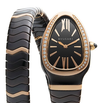 ブルガリ セルペンティ スピガ ダブルスパイラル SPC35BG ブラック レディース 時計 【中古】【wristwatch】