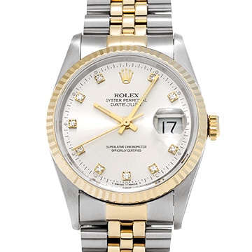 ロレックス デイトジャスト 16233G シルバー/ダイヤモンド メンズ 時計 【中古】【wristwatch】