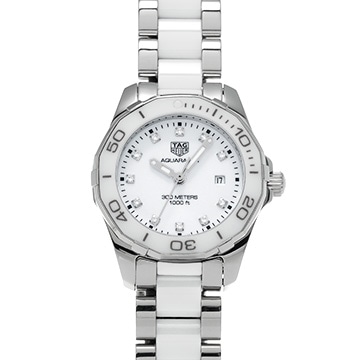タグ ホイヤー アクアレーサー WAY141D.BA0919 ホワイト/ダイヤモンド レディース 時計 【中古】【wristwatch】