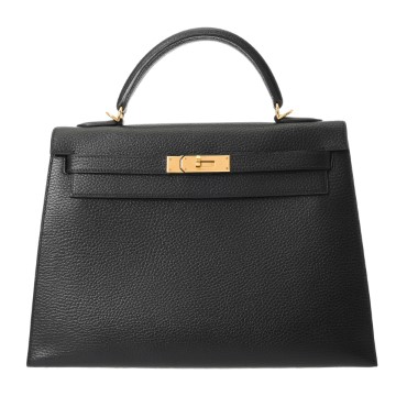 エルメス ケリー 32 外縫い ブラック アルデンヌ レディース バッグ 【中古】【bag】