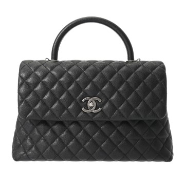 シャネル マトラッセ ココハンドル M ブラック A92992 キャビアスキン レディース バッグ 【中古】【bag】