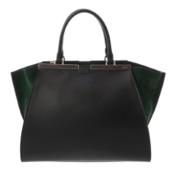 フェンディ トロワジュール ブラック/グリーン 8BH279 カーフレザー/スエード レディース バッグ 【中古】【bag】