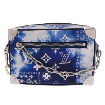 ルイ ヴィトン モノグラムバンダナ ミニ ソフトトランク ブルー M20557 レザー メンズ バッグ 【中古】【bag】