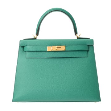 エルメス ケリー 28 外縫い 2WAY ヴェールジェイド ヴォーエプソン レディース バッグ 【中古】【bag】