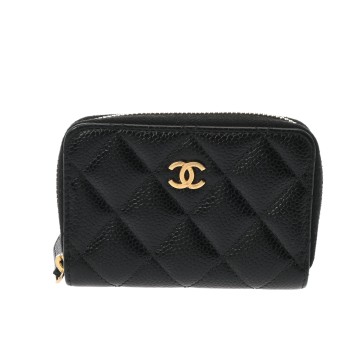 シャネル マトラッセ クラシック ジップ コインパース ブラック AP0216 キャビアスキン レディース 財布 【中古】【purse】