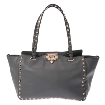 ヴァレンティノ ロックスタッズ ハンドバッグ グレー レザー レディース バッグ 【中古】【bag】