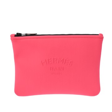 エルメス ネオバン PM フラットポーチ ピンク ナイロン/ポリウレタン ユニセックス 【中古】【bag】