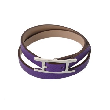 エルメス ブレスレット ビーアピ ドゥブルトゥール #S クロッカス/アルジル/シルバー金具 ヴォーエプソン ユニセックス ジュエリー 【中古】【jewelry】