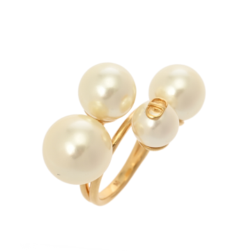 ディオール D-STUDS リング ゴールド/ホワイト メタル/レジンパール レディース ジュエリー 【中古】【jewelry】