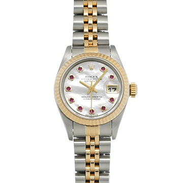 ロレックス デイトジャスト 79173NGR ホワイトシェル/ルビー レディース 時計 【中古】【wristwatch】