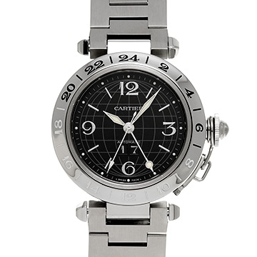 カルティエ パシャC メリディアン GMT W31049M7 ブラック ユニセックス 時計 【中古】【wristwatch】