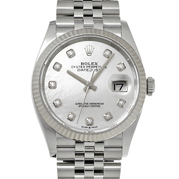 ロレックス デイトジャスト 36 126234G ホワイトシェル/ダイヤモンド メンズ 時計 【中古】【wristwatch】