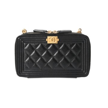 シャネル ジップフォンケース ブラック AP2756 グレインドカーフスキン レディース バッグ 【中古】【bag】