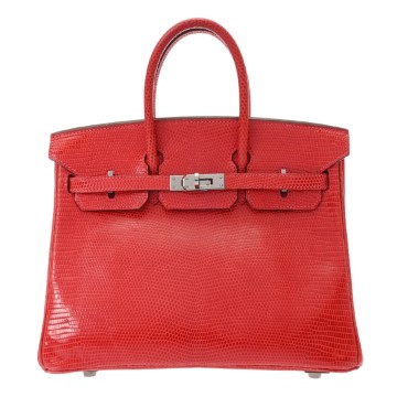 エルメス バーキン 25 ルージュモワイヤン リザード レディース バッグ 【中古】【bag】