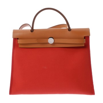 エルメス エールバッグ ジップ PM ルージュトマト トワルベルリンヌ/ヴァッシュハンター レディース バッグ 【中古】【bag】