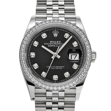 ロレックス デイトジャスト 36 126284RBR ブライトブラック/ダイヤモンド メンズ 時計 【新品】【wristwatch】