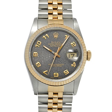 ロレックス デイトジャスト 16233 ブラックコンピュータ メンズ 時計 【中古】【wristwatch】