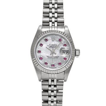ロレックス デイトジャスト 79174NGR ホワイトシェル/ルビー レディース 時計 【中古】【wristwatch】