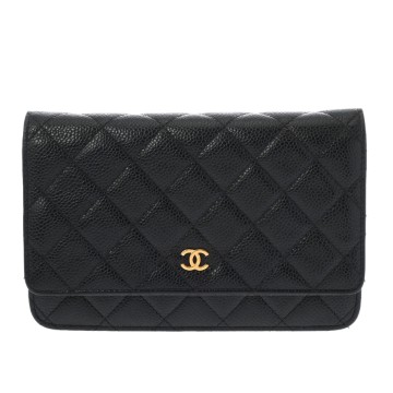 シャネル チェーンウォレット  ブラック A33814 キャビアスキン レディース バッグ 【中古】【bag】