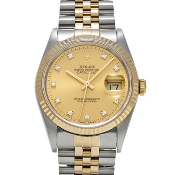 ロレックス デイトジャスト 36 16233G シャンパン/ダイヤモンド メンズ 時計 【中古】【wristwatch】