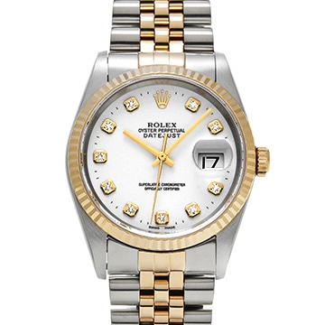 ロレックス デイトジャスト 36 16233G ホワイト/ダイヤモンド メンズ 時計 【中古】【wristwatch】