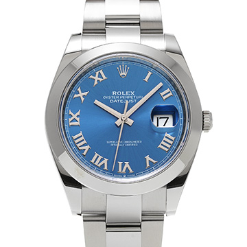 ロレックス デイトジャスト 41 126300 アズーロブルー メンズ 時計 【中古】【wristwatch】