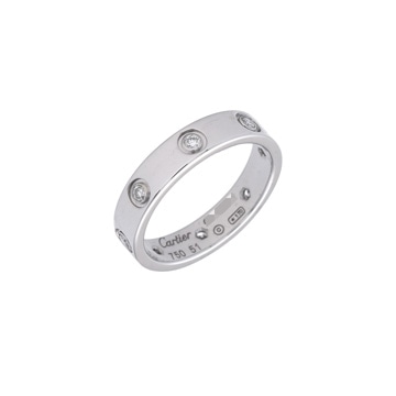 カルティエ ミニラブ リング #51 8Pダイヤ シルバー K18ホワイトゴールド WG レディース ジュエリー 【中古】【jewelry】