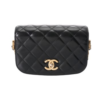シャネル ミニ　メッセンジャーバッグ ブラック AS3402 シャイニーカーフスキン レディース バッグ 【中古】【bag】