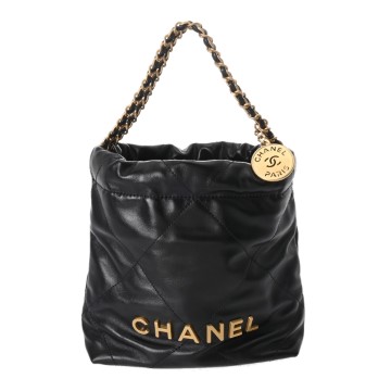 シャネル CHANEL22 ミニ ハンドバッグ ブラック AS3980 グレインドカーフスキン レディース バッグ 【中古】【bag】