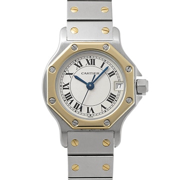 カルティエ サントス オクタゴン SM W2001683 アイボリー レディース 時計 【中古】【wristwatch】