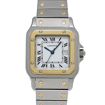 カルティエ サントスガルベ LM デイト 81036283 ホワイト メンズ 時計 【中古】【wristwatch】