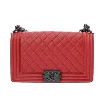 シャネル ボーイシャネル チェーンショルダー 25cm レッド A67086 ラムスキン レディース バッグ 【中古】【bag】