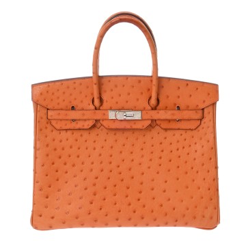 エルメス バーキン 35 オレンジ オーストリッチ ユニセックス バッグ 【中古】【bag】
