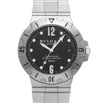 ブルガリ ディアゴノ スクーバ SD38S ブラック メンズ 時計 【中古】【wristwatch】