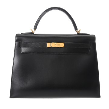 エルメス ケリー 32 外縫い 2WAY ブラック ボックスカーフ レディース バッグ 【中古】【bag】
